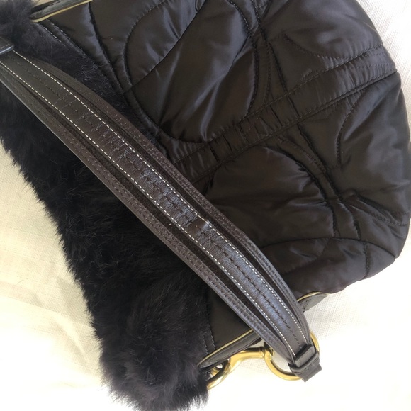 Vintage Brown Coach Handbag with Fur lining - Picture 8 of 10